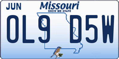 MO license plate OL9D5W