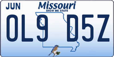 MO license plate OL9D5Z