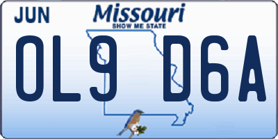 MO license plate OL9D6A