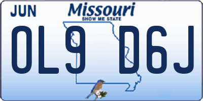 MO license plate OL9D6J