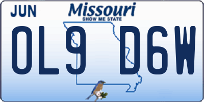 MO license plate OL9D6W