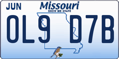 MO license plate OL9D7B