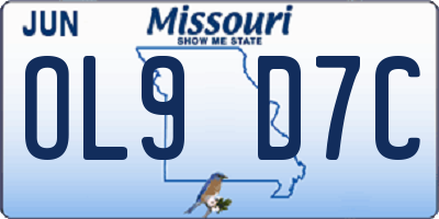 MO license plate OL9D7C
