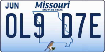 MO license plate OL9D7E