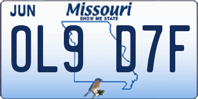 MO license plate OL9D7F