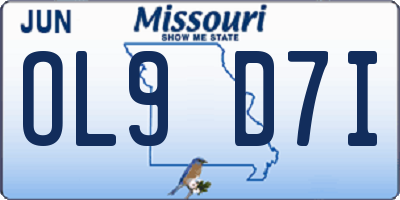 MO license plate OL9D7I