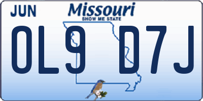MO license plate OL9D7J