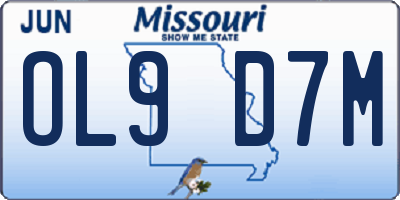 MO license plate OL9D7M