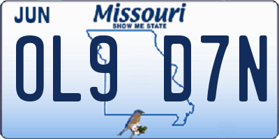 MO license plate OL9D7N