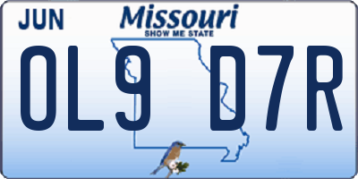MO license plate OL9D7R