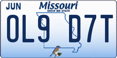 MO license plate OL9D7T