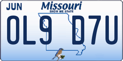 MO license plate OL9D7U