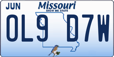 MO license plate OL9D7W