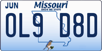 MO license plate OL9D8D