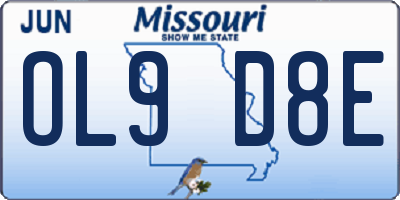 MO license plate OL9D8E