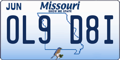 MO license plate OL9D8I