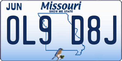 MO license plate OL9D8J