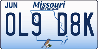 MO license plate OL9D8K