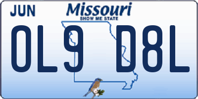 MO license plate OL9D8L