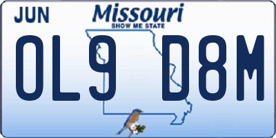 MO license plate OL9D8M