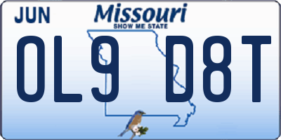 MO license plate OL9D8T