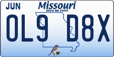 MO license plate OL9D8X