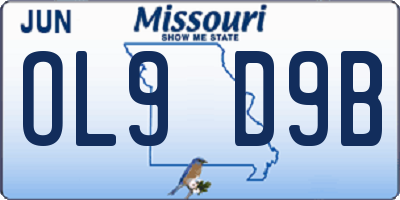 MO license plate OL9D9B