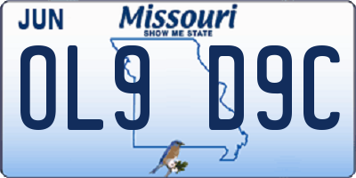 MO license plate OL9D9C