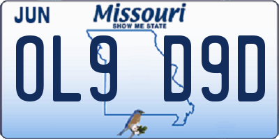 MO license plate OL9D9D