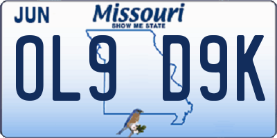MO license plate OL9D9K