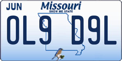 MO license plate OL9D9L