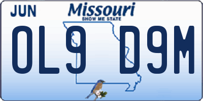 MO license plate OL9D9M
