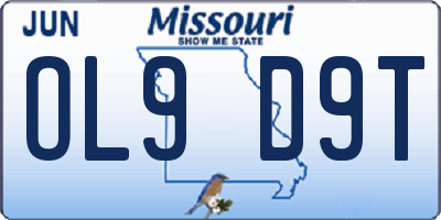 MO license plate OL9D9T