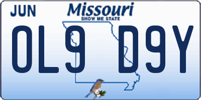 MO license plate OL9D9Y