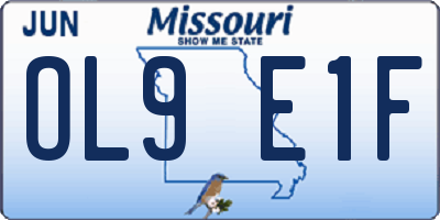 MO license plate OL9E1F