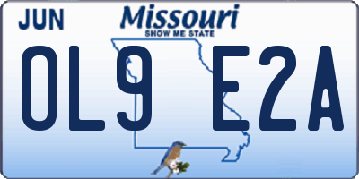 MO license plate OL9E2A