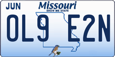 MO license plate OL9E2N