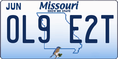 MO license plate OL9E2T