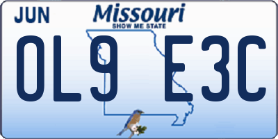 MO license plate OL9E3C