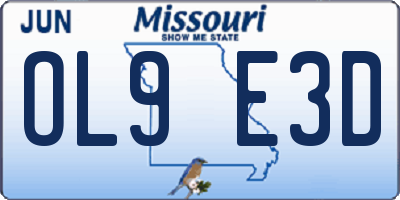 MO license plate OL9E3D