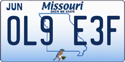MO license plate OL9E3F