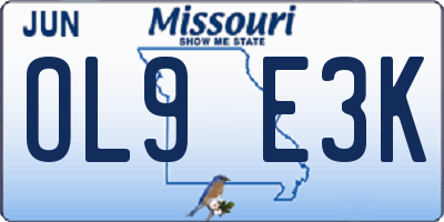 MO license plate OL9E3K