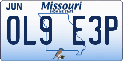 MO license plate OL9E3P