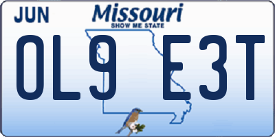MO license plate OL9E3T