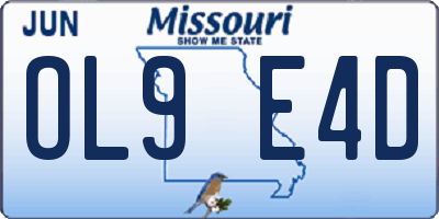 MO license plate OL9E4D