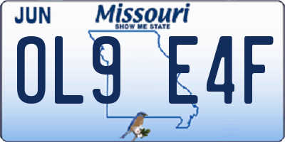 MO license plate OL9E4F