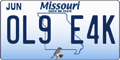 MO license plate OL9E4K