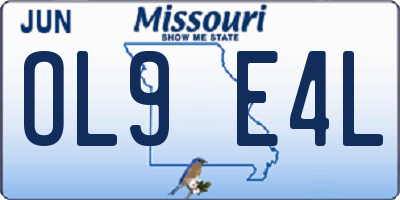 MO license plate OL9E4L