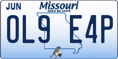 MO license plate OL9E4P