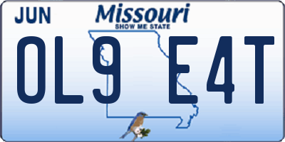 MO license plate OL9E4T